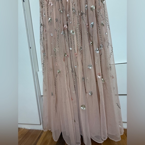 NWOT Mac Duggal 5654 Blush Pink Floral Embellished Halter Strap A Line Gown 6 - Picture 5 of 16
